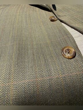 Chaps Ralph Lauren Mens 44R Plaid Herringbone Sport Coat Brown 100% Wool Jacket
